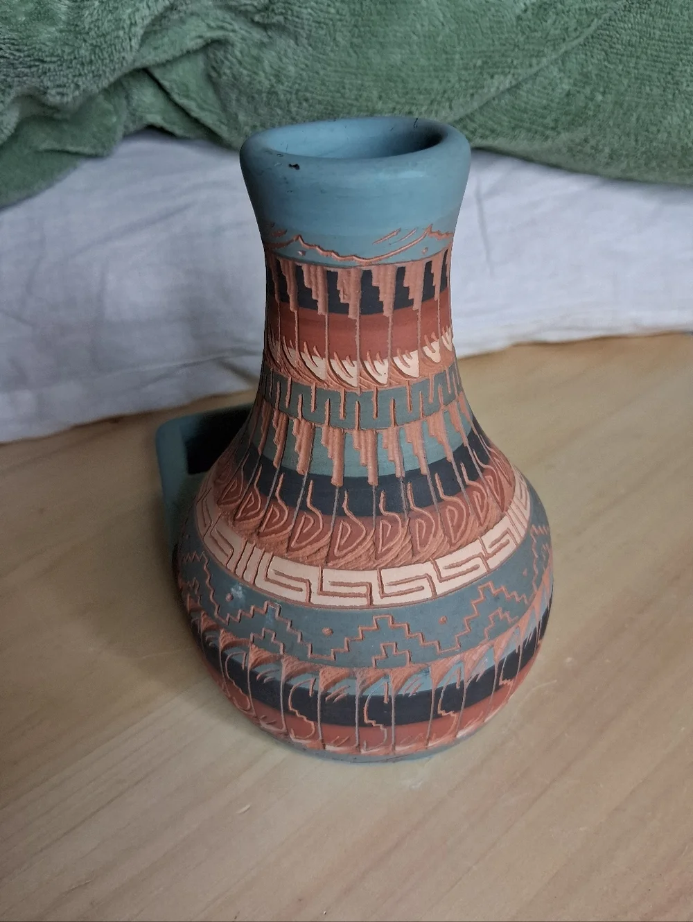 Vintage Navajo Pottery Vase & Business Card Holder Signed Wilson Dine 2000
